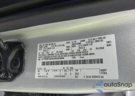 2018 Ford F-150 Xl from USA, damaged, VIN 1FTEW1E54JKG03084